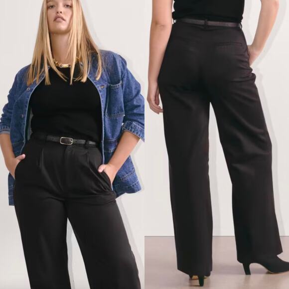 Everlane The Draper Pleated Pant In Buttersmooth In Black Size 14 Short New - Picture 1 of 12
